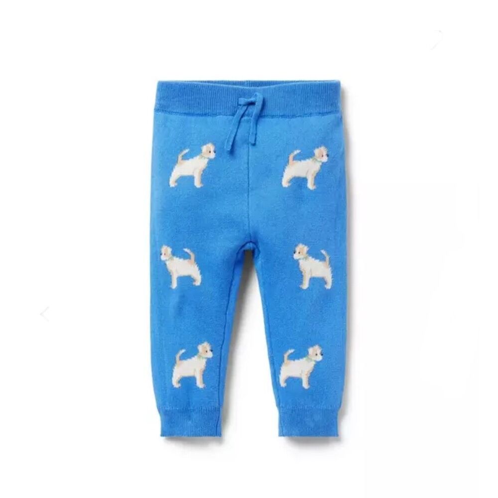 Janie and Jack Baby Dog Sweater Jogger in Bright Blue Dog Size 3/6 Months